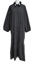 Anthropologie Maeve The Bettina Tiered Shirt Dress Size XL Black Polka Dot Swan