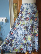 GERRY WEBBER BLUE MIX FLOATY LONG CRINKLE TIERED GYPSY SKIRT SZ 18
