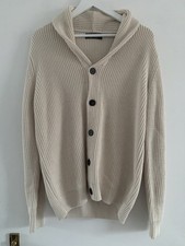 Primark Men’s Button Up Cardigan Medium In Cream Beige Long Sleeve