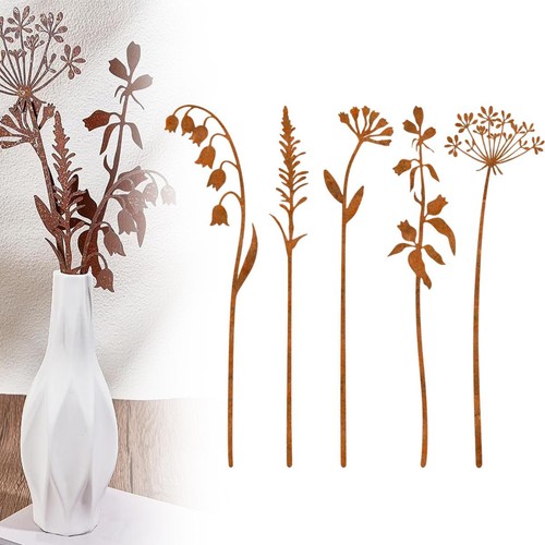 Metal flowers 5pcs - 5pcs, rusty