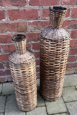 Decorative Wicker Set Vintage Brown Home Decor  L 27” & S 22” Vgc