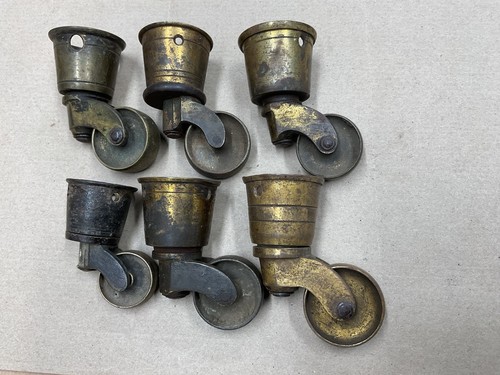 Antique brass cup castors - antique,