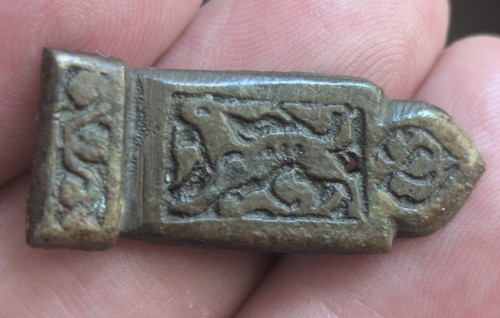 Roman bronze strap end with - roman,