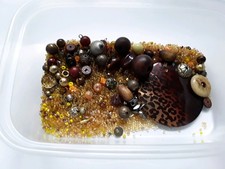 Collection Of Brown, Beige, Gold, Yellow Beads. Various Shapes/Sizes.