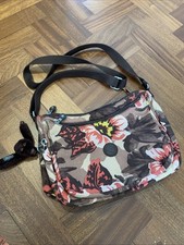 Kipling Brown Floral HandBag Shoulder Messenger Tote Crossbody Travel Work