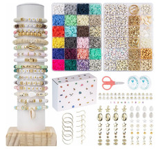 8400Pcs Friendship Bracelet Making Kit, 2 Boxes Flat Clay Bead for Jewellery Mak