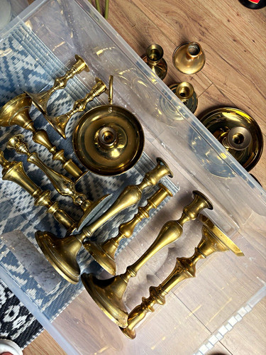 Assorted brass candlesticks - assorted,