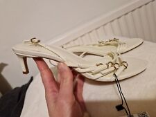 BNWT Zara Patent White Kitten Strappy Heels UK5 EU38