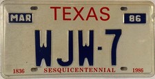 Vanity WJW-7 license plate