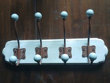 Shabby Chic French Style White-washed Wood And Copper Coloured Metal Wall Hooks