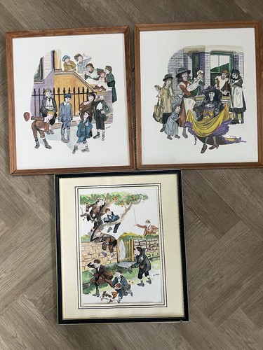 Set signed watercolour - of,