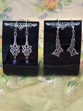 2 Pairs of Sterling Silver Celtic Drop Earrings Kit Heath 1993-4, small lapis