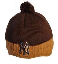 New Era Beanie Hat NY Yankees 2-Tone Brown Dog Ear Winter Headwear NB20