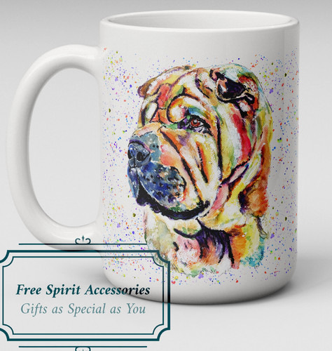 Rainbow sharpei dog mug - rainbow,
