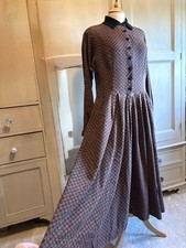 VINTAGE LAURA ASHLEY AUTUMNAL  FULL SKIRT LONG DRESS SIZE 14 WITH IMPERFECTIONS 