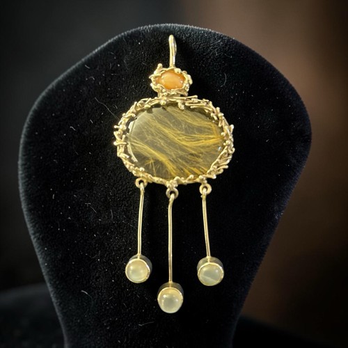 Vintage pendant with fire opal - vintage,