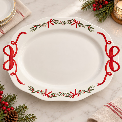 Christmas oval serving platter - serving,