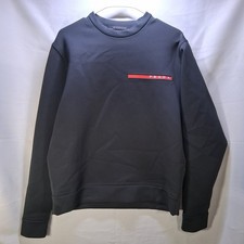 Prada Size Large Recycled Double Technical Jersey Sweatshirt Pullover Black