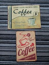 2 Old Retro tin sign Coffee sign Kitchen mancave Bar diner Signs