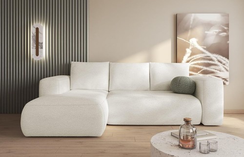 Light cream boucle corner sofa - light,