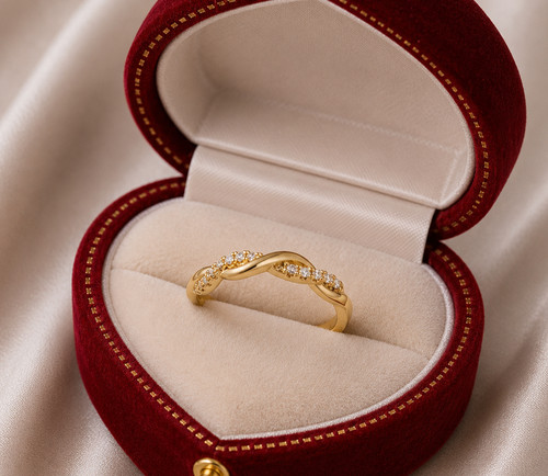 18k gold plated ring - , twist