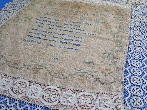 Large antique hand embroidered - antique,