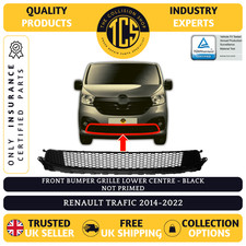FOR RENAULT TRAFIC 2014-2022 FRONT BUMPER GRILLE LOWER BLACK INSURANCE CERTIFIED