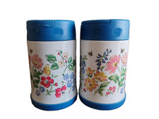 2x Cath Kidston Vacuum Food Jar Flask Meadow Floral Insects Camping Travel Lunch