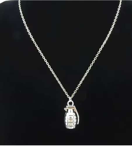 Steampunk grenade necklace - grenade,