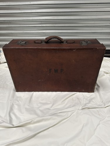 Vintage suitcase brown leather - suitcase,