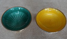 1920's David Andersen Norway Sterling Silver Gilt & Guilloche Enamel Salts