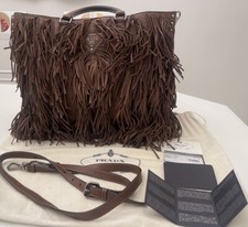 Prada Fringe Bag Brown Large