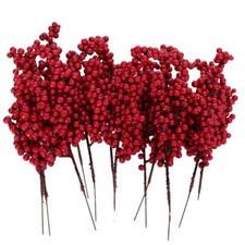 1-10PCS Artificial Berry Stems Fake Flower Berry Holly Christmas Tree Decor DIY