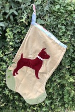 FABRIC HAND MADE DOG CHRISTMAS STOCKING