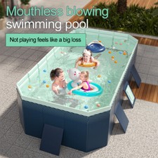 5-10FT Rectangular Above Ground Swimming Pool Large Foldable Pool Inflatables