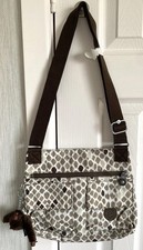 New - Kipling crossbody bag - Brown/white/taupe colours, Dark Brown Furry Monkey