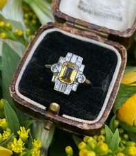 Art Deco Style Yellow Sapphire