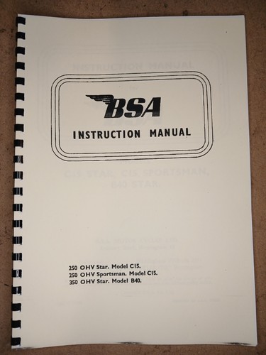 Bsa c15 b40 instruction - c15, book