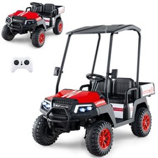 Battery Powered Electric Vehicle 24V 7AH Kids Golf Cart w/LED Lights-Red