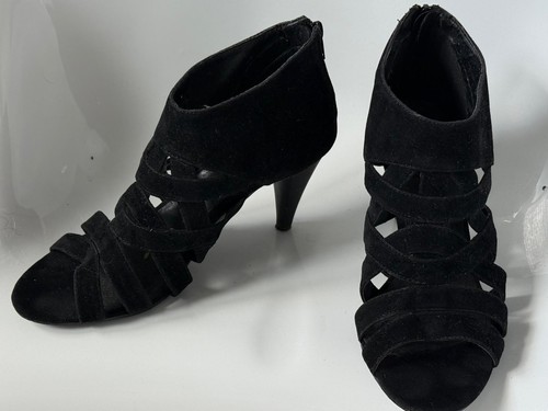 Black suede peep - black, peep‑toe