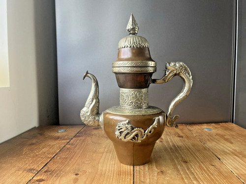 Antique tibetan copper white - tibetan, &