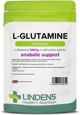 L-Glutamine 500mg - 90 Capsules - [Lindens 5712]