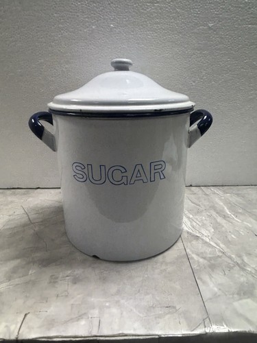 Vintage white blue enamel - vintage,