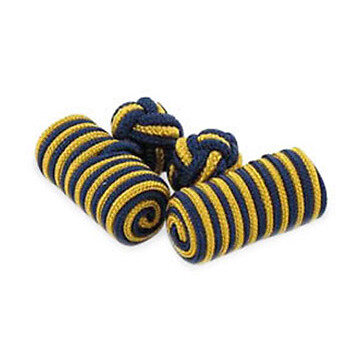 Navy and gold silk cufflinks - navy,