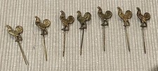Job Lot 7x Vintage Brass TAKE COURAGE Cockerel Tie Lapel Pins Brewery Badge