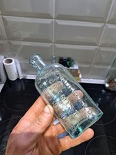 Woodward Chemist Nottingham Vintage Aqua Glass Bottle