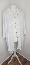 New Collection Made In Italy White Woven Oversized Shirt Cotton  Linen Lagenlook