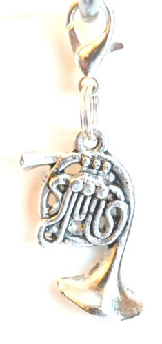 French horn clip charm - horn, on
