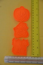 Three Vintage Halloween Cookie Cutter + Embossers - Witch, Cat + Pumpkin