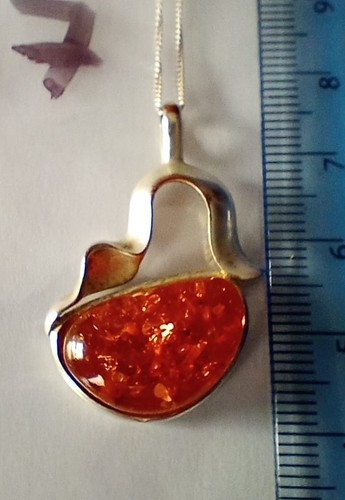 Amber pendant sterling silver - amber,